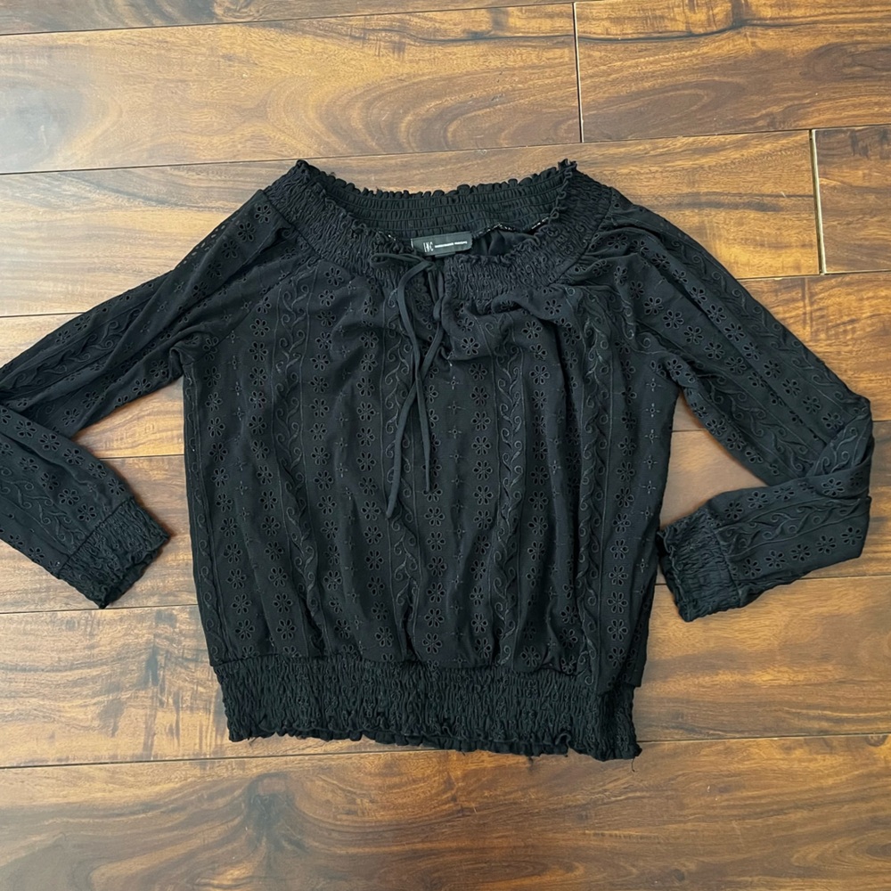 Black Eyelet Women's Top